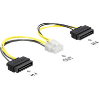 DeLOCK Cable de alimentación 2 x SATA 15 pines macho a 8 pines EPS, Fuente de alimentación multicolor