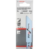 Bosch S 522 EF Hoja de sierra de vaivén Bimetálico 5 pieza(s) Hoja de sierra de vaivén, Metal, Bimetálico, Gris, 1,4 mm, 10 cm