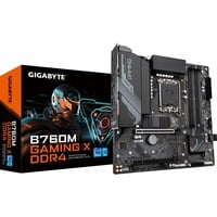 GIGABYTE B760M GAMING X DDR4 Placa base - Soporta CPUs Intel Core de 14ª generación, VRM digital de 8+1+1 fases, hasta 5333MHz DDR4 (OC), 2xPCIe 4.0 M.2, LAN 2.5GbE, USB 3.2 Gen2 negro/Gris, VRM digital de 8+1+1 fases, hasta 5333MHz DDR4 (OC), 2xPCIe 4.0 M.2, LAN 2.5GbE, USB 3.2 Gen2, Intel, LGA 1700, Intel® Celeron®, Intel® Core™ i3, Intel® Core™ i5, Intel® Core™ i7, Intel® Core™ i9,..., LGA 1700, 128 GB, DDR4-SDRAM