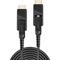 Lindy 20m Fibra Óptica Híbrida Micro-HDMI 18G, Cable negro