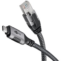 goobay Cable Ethernet USB-C 3.2 Gen2 conector > conector RJ-45, Adaptador de red negro/Plateado