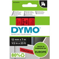 Dymo D1 etiquetas auténticas | impresión negra sobre fondo rojo | 12 mm × 7 m | etiquetas autoadhesivas para etiquetadoras LabelManager, Cinta de escritura Negro sobre rojo, Poliéster, Bélgica, -18 - 90 °C, DYMO, LabelManager, LabelWriter 450 DUO