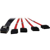 Inter-Tech SFF 8087 - 4 x SATA 1m Negro, Cable negro/Rojo, 1 m, SFF-8087, 4 x SATA, Macho/Macho, Negro