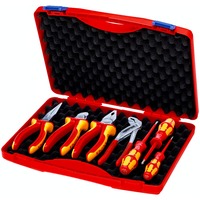 KNIPEX Caja de herramientas "RED" Set Electro 2, 7 piezas, Kit de herramientas rojo/Amarillo