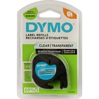 Dymo LT plástico etiquetas auténticas | Negro sobre transparente | 12 mm x 4m | para las etiquetadoras LetraTag | autoadhesivo, Cinta de escritura Negro sobre transparente, Poliéster, Bélgica, DYMO, LetraTag 100T, LetraTag 100H, 1,2 cm