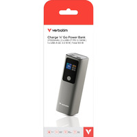 Verbatim 32269 batería externa Ión de litio 27000 mAh Gris, Banco de potencia gris, 27000 mAh, Ión de litio, Power Delivery 3.1, Quick Charge 3.0, 3,7 V, 183 W, Gris