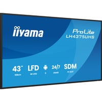 iiyama LH4375UHS-B2AG pantalla de señalización Pantalla plana para señalización digital 108 cm (42.5") LCD Wifi 500 cd / m² 4K Ultra HD Negro Procesador incorporado Android 11 24/7, Pantalla de gran formato negro (mate), Pantalla plana para señalización digital, 108 cm (42.5"), LCD, 3840 x 2160 Pixeles, Wifi, 24/7