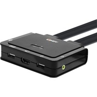 Lindy 42347 interruptor KVM Negro, Switch KVM 3840 x 2160 Pixeles, 4K Ultra HD, Negro