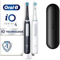 Braun iO Series 4 Duo Adulto Cepillo dental vibratorio Negro, Blanco, Cepillo de dientes eléctrico negro/blanco, Adulto, Cepillo dental vibratorio, Cuidados diarios, Sensible, Super sensitive, Blanqueador, Negro, Blanco, 2 min, Alrededor