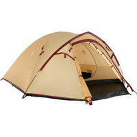 Coleman Darwin 4 Plus Summer, Tienda de campaña beige/Rojo oscuro