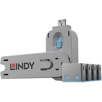Lindy 40452 bloqueador de puerto Bloqueador de puerto + clave USB tipo A Azul Acrilonitrilo butadieno estireno (ABS) 5 pieza(s), Castillo Bloqueador de puerto + clave, USB tipo A, Azul, Acrilonitrilo butadieno estireno (ABS), 5 pieza(s), Bolsa de plástico