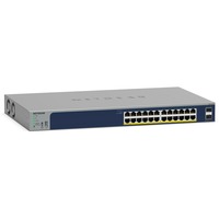 Netgear GS724TPv3 Gestionado L2 Gigabit Ethernet (10/100/1000) Energía sobre Ethernet (PoE) Gris, Interruptor/Conmutador azul, Gestionado, L2, Gigabit Ethernet (10/100/1000), Energía sobre Ethernet (PoE), Montaje en rack
