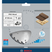 Bosch 2 608 837 667 hoja de sierra circular 13,6 cm 1 pieza(s) Madera noble, Madera blanda, 13,6 cm, 1,59 cm, 1 mm, 11000 RPM, 1,5 mm