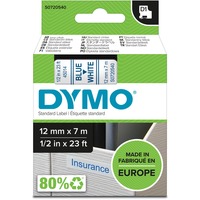 Dymo D1 etiquetas auténticas | impresión azul sobre fondo blanco | 12 mm × 7 m | etiquetas autoadhesivas para etiquetadoras LabelManager, Cinta de escritura Azul sobre blanco, Poliéster, Bélgica, -18 - 90 °C, DYMO, LabelManager, LabelWriter 450 DUO