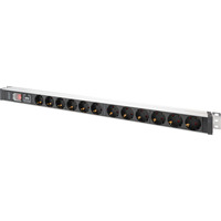 Digitus Regleta PDU con perfil de aluminio, 12 tomas negro/Aluminio
