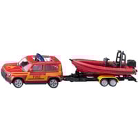 SIKU Land Rover Defender with boat Modelo a escala de SUV Previamente montado, Automóvil de construcción Modelo a escala de SUV, Previamente montado, Cualquier género, Metal, Plástico, Rojo, Amarillo, No recomendado para niños menores de 36 meses