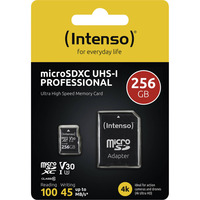 Intenso UHS-I Professional 256 GB microSDXC, Tarjeta de memoria negro