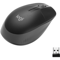Logitech M190 Ratones, Ratón negro/Antracita, Ambidextro, Óptico, RF inalámbrico, 1000 DPI, Carbón vegetal
