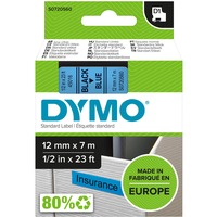 Dymo D1 etiquetas auténticas | impresión negra sobre fondo azul | 12 mm × 7 m | etiquetas autoadhesivas para etiquetadoras LabelManager, Cinta de escritura Negro sobre azul, Poliéster, Bélgica, -18 - 90 °C, DYMO, LabelManager, LabelWriter 450 DUO