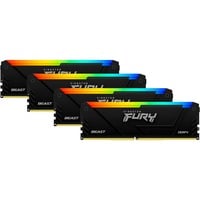 Kingston FURY FURY Beast 64GB 3200MT/s DDR4 CL16 DIMM (Kit de 4) 1Gx8 RGB, Memoria RAM negro, 64 GB, 4 x 16 GB, DDR4, 288-pin DIMM