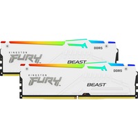 Kingston FURY FURY Beast 64 GB 5600 MT/s DDR5 CL40 DIMM (Kit de 2) White RGB XMP, Memoria RAM blanco, 64 GB, 2 x 32 GB, DDR5, 288-pin DIMM