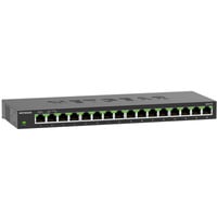 Netgear GS316 No administrado L2 Gigabit Ethernet (10/100/1000) Negro, Interruptor/Conmutador negro, No administrado, L2, Gigabit Ethernet (10/100/1000), Montaje de pared