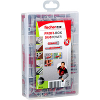 fischer Profi-Box DuoPower corto/largo (150 piezas), Pasador gris claro/Rojo