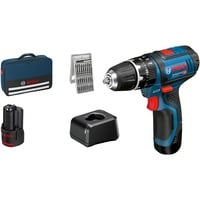 Bosch GSB 12V-15 1300 RPM Negro, Azul, Martillo atornillador azul/Negro, Taladro de pistola, Sin escobillas, Negro, Azul, 1 cm, 1300 RPM, 1,9 cm