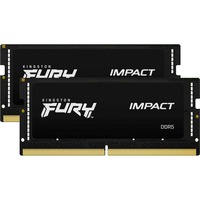 Kingston FURY FURY 32GB 6400MT/s DDR5 CL38 SODIMM (Kit de 2) Impact XMP, Memoria RAM negro, 32 GB, 2 x 16 GB, DDR5, 262-pin SO-DIMM, Negro
