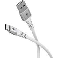 goobay Cable textil USB 2.0 supersuave, conector USB-A > conector USB-C blanco