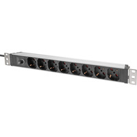 Digitus Regleta de enchufes de 19" con perfil de aluminio, 8 salidas italianas, 1U rojo/Aluminio