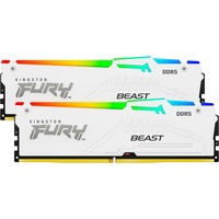 Kingston FURY FURY Beast 64GB 6400MT/s DDR5 CL32 DIMM (Kit de 2) White RGB EXPO, Memoria RAM blanco, 64 GB, 2 x 32 GB, DDR5, 288-pin DIMM, Blanco