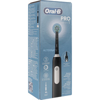 Procter & Gamble Oral-B Pro 1 Cross Action, Cepillo de dientes eléctrico negro, Adulto, Cepillo dental oscilante, Cuidados diarios, Sensible, Blanqueador, Negro, 2 min, Alrededor