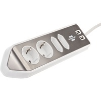 Brennenstuhl Regleta de enchufes estilo Eck 4 tomas blanco/Acero fino