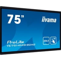 iiyama PROLITE TE7514MIS-B2AG Pantalla plana para señalización digital 190,5 cm (75") LCD Wifi 435 cd / m² 4K Ultra HD Negro Pantalla táctil Procesador incorporado Android 24/7, Pantalla de gran formato negro (mate), Pantalla plana para señalización digital, 190,5 cm (75"), LCD, 3840 x 2160 Pixeles, Wifi, 24/7