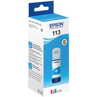 Epson 113 EcoTank Pigment Cyan ink bottle, Tinta Cian, Epson, Ecotank ET-5880, EcoTank ET-5850, EcoTank ET-5800, EcoTank ET-16650, EcoTank ET-16600, 6000 páginas, 70 ml, Pigment