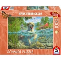 Schmidt Spiele Mark Fredrickson: Amor por los perros - labrador amarillo en caza de peces, Puzzle 