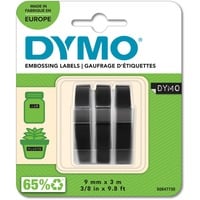 Dymo auténtica etiquetas de estampación 3D | 9 mm x 3 m | Negro | Autoadhesivas | para las etiquetadoras de estampado | 3 rollos | Fabricado en Europa, Cinta de escritura Bélgica, 3 m, 3 pieza(s), 89 mm, 105 mm, 50 mm