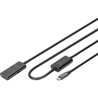 Digitus Cable de extensión USB 3.2 Gen 1 activo, conector USB-C > puerto USB-A, Cable alargador negro