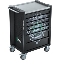 Wera 9705 Tool Rebel Carro de taller Stainless 1, con equipamiento, Carros de herramienta negro/Plateado