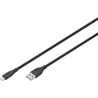 Digitus Cable de silicona USB 2.0 USB-A > Lightning, certificado MFI negro