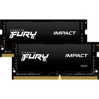 Kingston FURY FURY 16GB 3200MT/s DDR4 CL20 SODIMM (Kit of 2) Impact, Memoria RAM negro, 16 GB, 2 x 8 GB, DDR4, 260-pin SO-DIMM