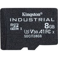 Kingston Tarjeta 8GB microSDHC Industrial C10 A1 pSLC paquete individual sin adaptador, Tarjeta de memoria negro, 8 GB, MicroSDHC, Clase 10, UHS-I, 100 MB/s, 80 MB/s