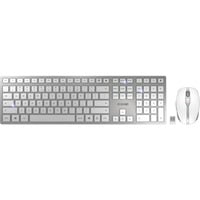 CHERRY DW 9100 SLIM teclado Ratón incluido Universal RF Wireless + Bluetooth QWERTY Inglés de EE. UU. Plata, Juego de escritorio blanco/Plateado, Inalámbrico, RF Wireless + Bluetooth, QWERTY, Plata, Ratón incluido
