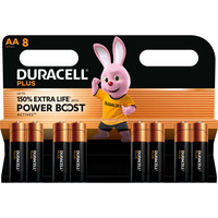 Duracell Plus Batería de un solo uso AA Alcalino Batería de un solo uso, AA, Alcalino, 1,5 V, 8 pieza(s), Negro, Oro