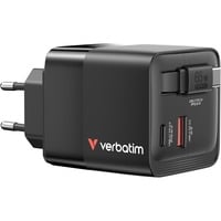 Verbatim GaN Charger 65W Universal Negro Corriente alterna Carga rápida Interior, Cargador negro, Interior, Corriente alterna, 20 V, 0,8 m, Negro