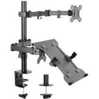 goobay Soporte para monitor con brazo para portátil Flex, Soporte de monitor negro