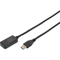 Digitus Cable de extensión USB 3.2 Gen 1 activo, 5 metros, Cable alargador negro