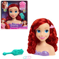 Just Play Disney Princess - Cabeza de Estilismo Ariel, Cabeza de maquillaje y peluquería 