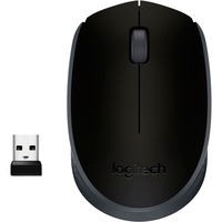 Logitech M171 Ratones, Ratón negro/Gris, Ambidextro, Óptico, RF inalámbrico, 1000 DPI, Gris
